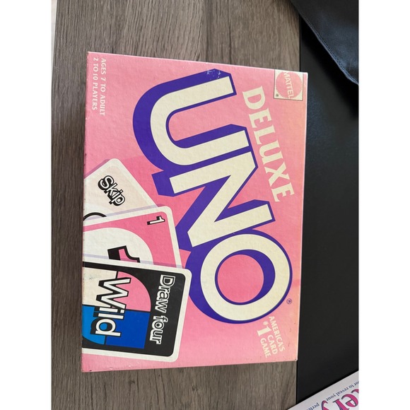 Mattel Other - Vintage 1993 Mattel Deluxe UNO Card Game Pink Box Edition 108 Cards Score Pad